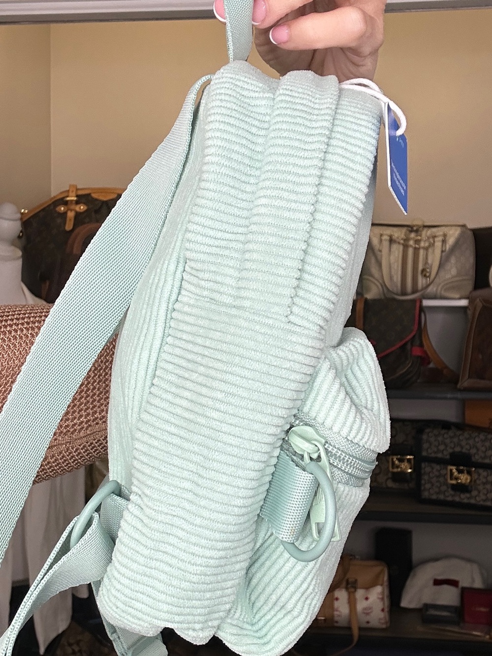 Adidas Originals Corduroy Mini Backpack NWT Mint Green Trefoil - Picture 6 of 13